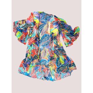 LOVE HIGHLIGHT Plus Size 3XL Maximalist Colorful Bell Sleeve Kimono Blouse Top